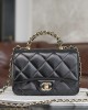 CC Flap Bag with Top Handle, Black AS5043