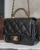 CC Flap Bag with Top Handle, Black AS5043